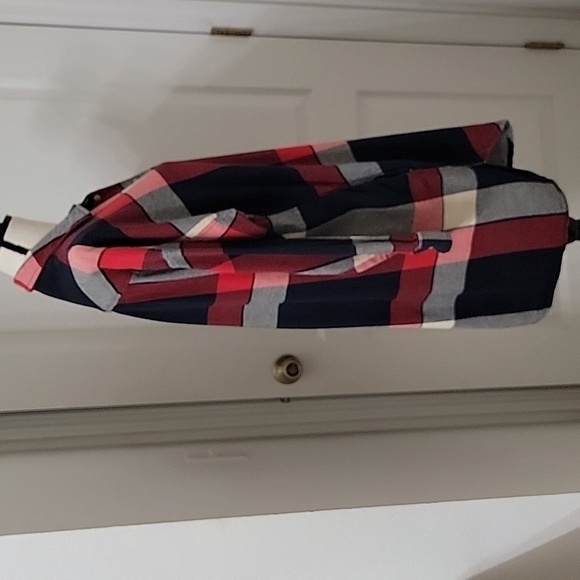 Zara Basic Size M Red Blue and Cream Plaid Studded Flannel Shirt Mini Dress - Picture 9 of 16